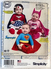 Simplicity 8193 Pattern Baby DC Comics Wonder Woman SUPERGIRL Batgirl Costumes