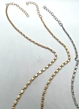 Choose Gold or Silver: Anklet Bracelet Metal Alloy Chain Length 9"+2" Extension.