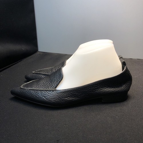 LN EU38/US7.5 Seed HERITAGE BLACK LEATHER SLIP ON POINTED TOE BALLET FLATS SHOES - Picture 3 of 12
