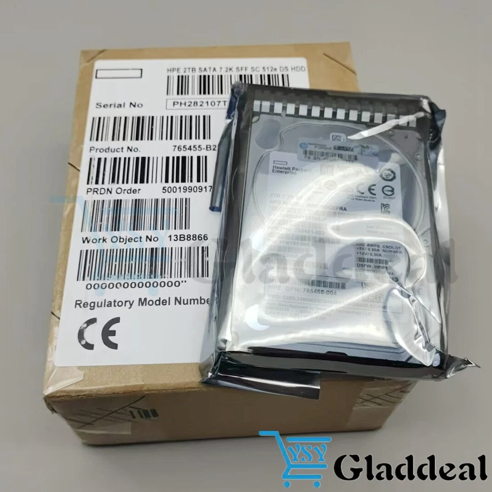 765455-B21 Fit HP 2TB SATA 6G MIDLINE 7.2K SFF (2.5IN) SC 512E DS HDD 765869-001 - Image 2 of 4