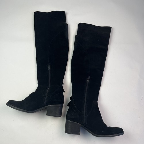 Steve Madden Purly Suede Thigh High Boots 6.5 Black Womens Punk Rock Academia - Picture 4 of 10