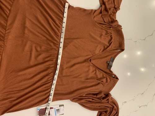 Terracotta Empire Waist Tiered Stretchy Dress Woman’s Size XL V-Neck Long Sleeve - Picture 8 of 13