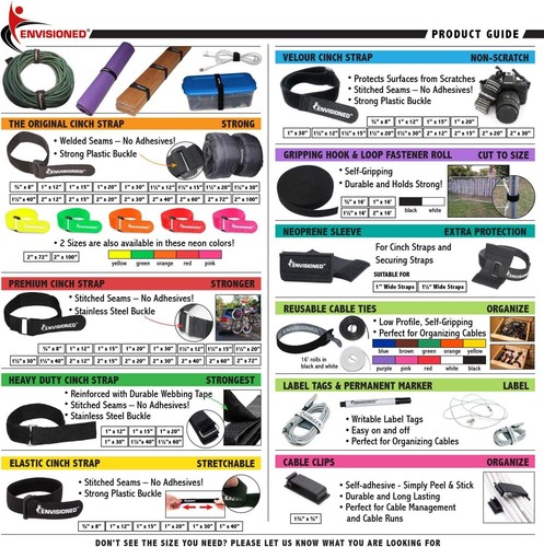 6 Pack Reusable Cinch Straps 1" x 40" Black Hook & Loop - Multi-Purpose Secur... - Picture 8 of 11
