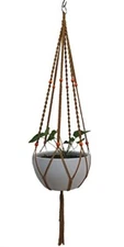 Plant Hanger Macrame Cotton 6 Legs 51 Inches for Indoor Outdoor, Living Room, 