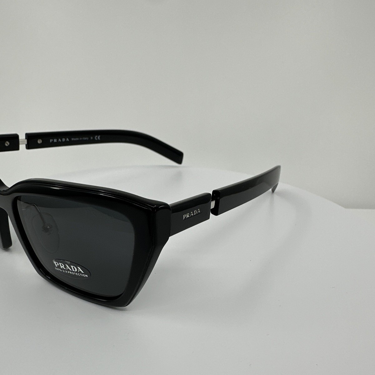 Prada SPR 14T Black Square Sunglasses 1AB-5S0 53-22 145 Made in Italy New Authentic Prada SPR 14X SUNGLASSES C. 1AB-5SO Shiny  main image 3
