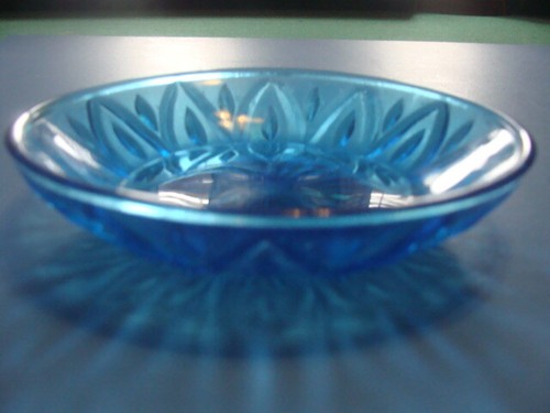 VINTAGE BLUE CUT GLASS 4 7/8 SAUCE BOWL - Picture 3 of 4