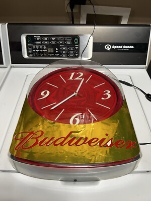 Budweiser Anheuser Bush Lighted Clock Beer Logo Sign Lights Up Man