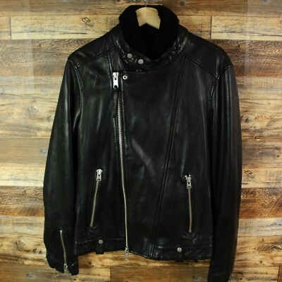 ALL SAINTS ブラック ダブルライダース M ALL SAINTS Mens Leather BIKER Jacket Coat Size M Black double
