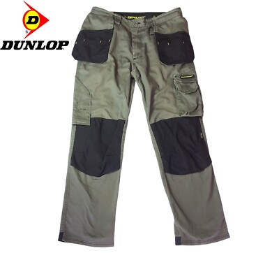 Dunlop Stretch Arbeitshose W32 L32 grau Hose Holstertasche Werkzeughalter