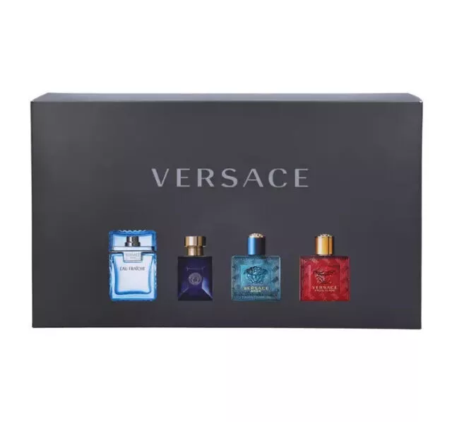 VERSACE Mens MINI Fragrance GIFT set 4 X 5ML MINIATURE Discovery BOX New SEALED