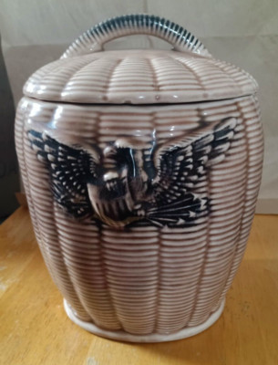 MCM McCoy Pottery American Eagle Cookie Jar 60 s Ceramic 9 1/2  USA-Vintage