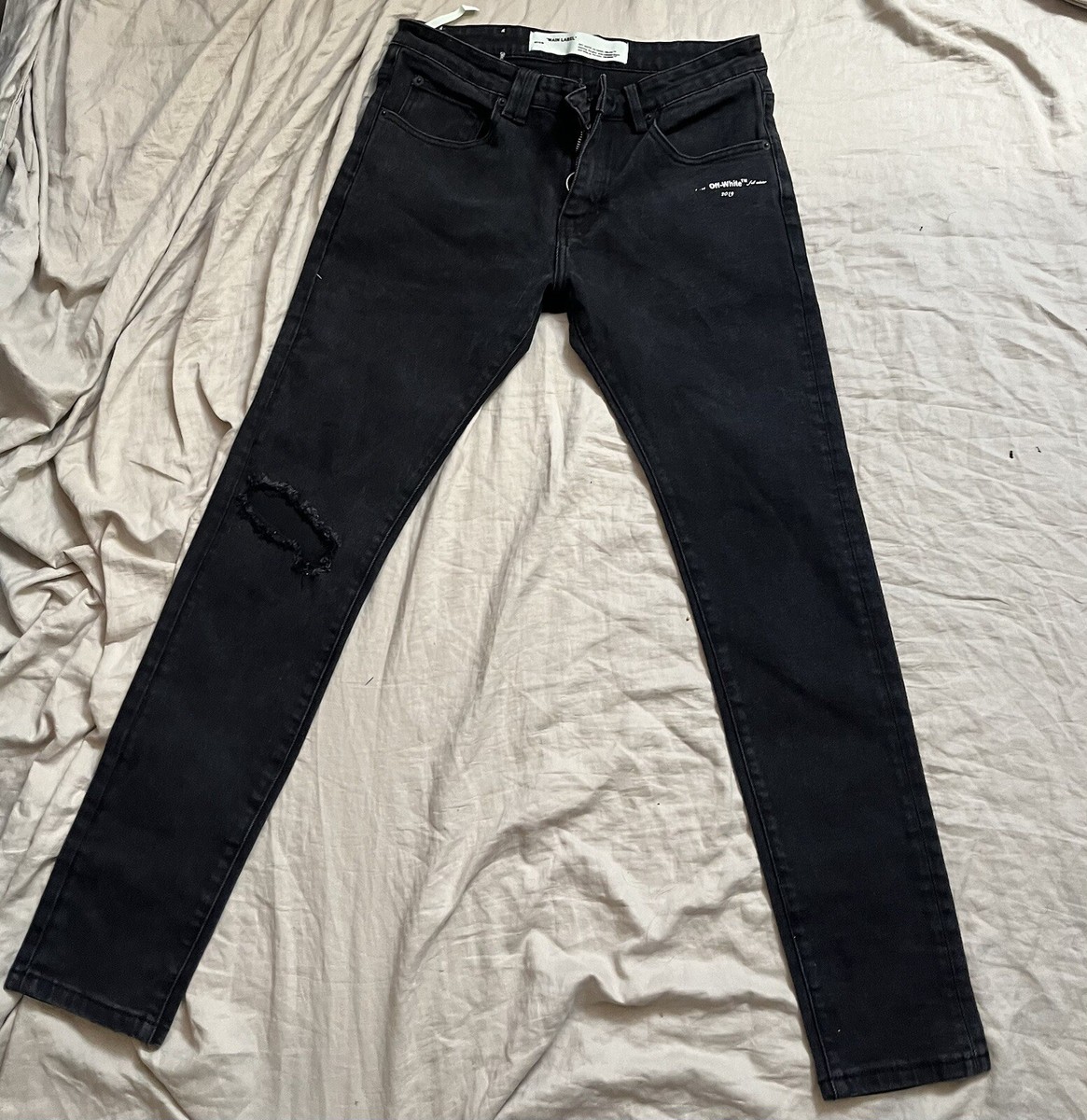 Off White incompiuto Virgil Abloh denim jeans T women's waste 30