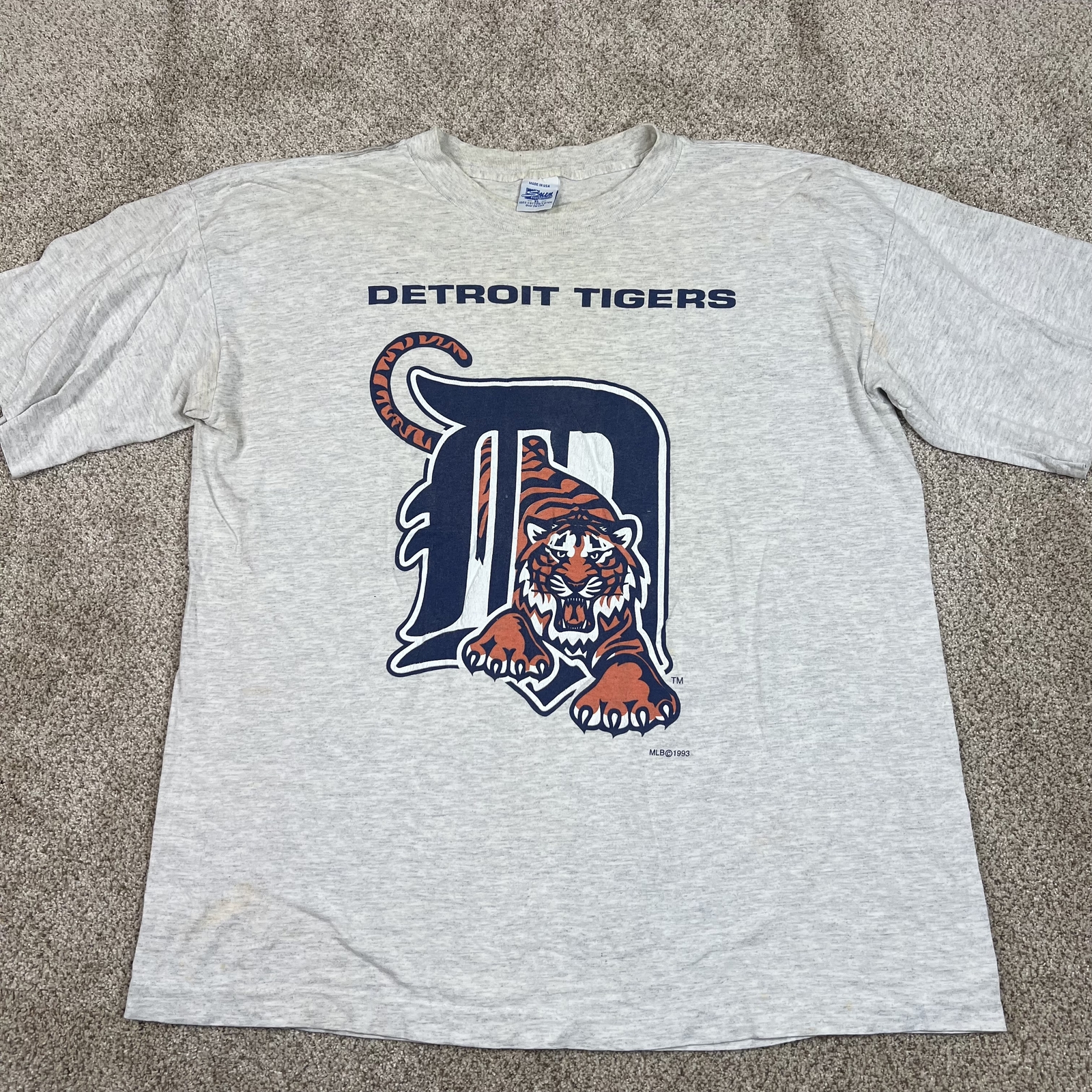 Vintage Salem Detroit Tigers Graphic T-Shirt Men's XL Gray 1993 MLB