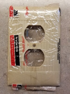 1 NOS Vintage OVERSIZED Sierra Electric RIBBED Outlet Plate Ivory 3.5 X 5.25''