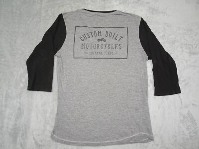 Ogiyama Tokyo Custom Built Motorcycles 3/4 Slv Baseball T Shirt Medium Gray