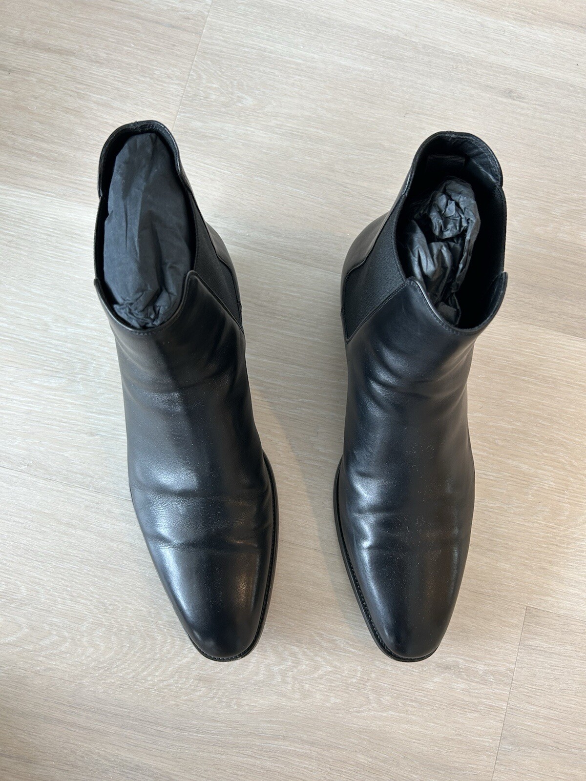 Stivali Chelsea Saint Laurent da uomo in pelle nera Wyatt US 13 EU 46 ottimi condimenti