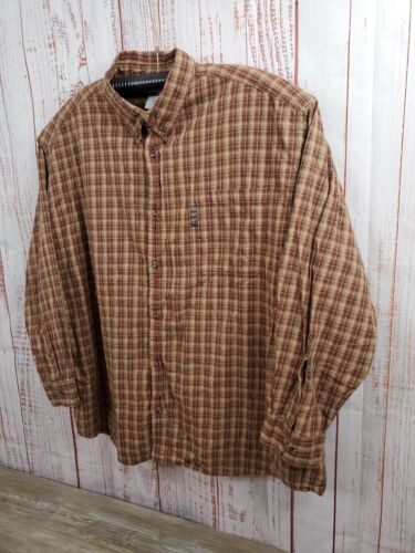 Columbia Sportswear Shirt Mens 3X Brown Plaid Cotton Long Sleeve Button Down - Picture 2 of 15