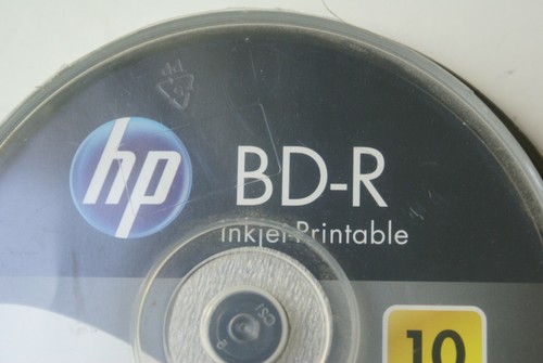 New HP Bluray BD-R 25GB Single Layer 1-6x Speed Inkjet Printable 10 Disc Spindle - Photo 2/10