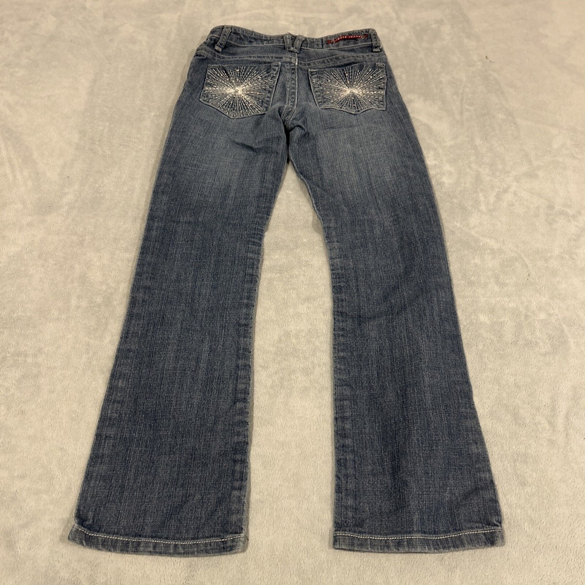 Y2K 2000s Vigoss Slim Boot Jeans Womens 12 25x27 Baggy Wide Embroidery  Chelsea