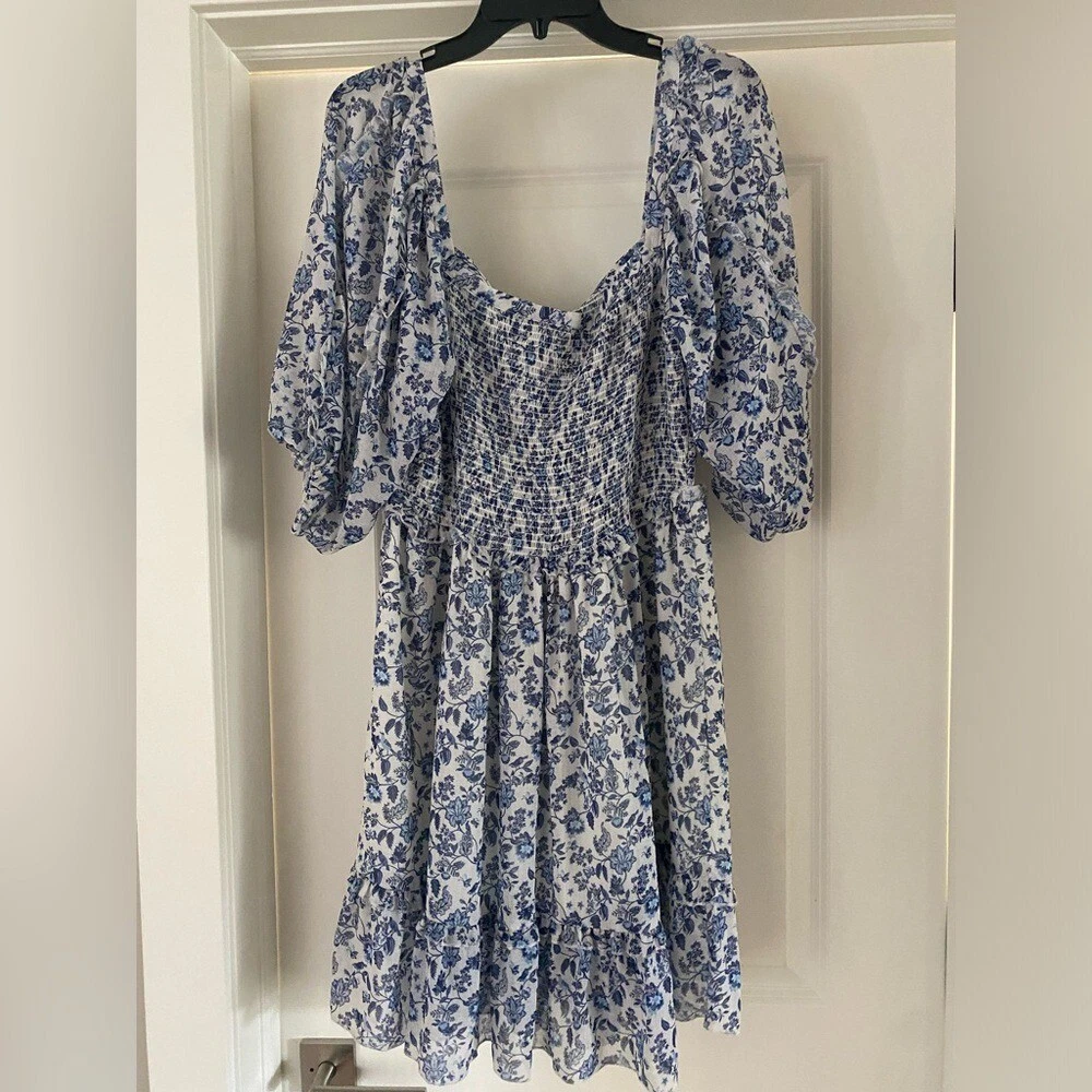 UNDERCOVER Abito Revolve Super Natural By Secret Mission Greenport blu floreale nuovo con etichette taglia L