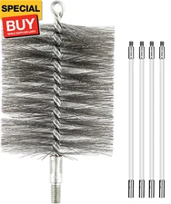 50-inch Long Tent Wood Burning Stove Pipe Cleaning Brush with Stainless Steel Br