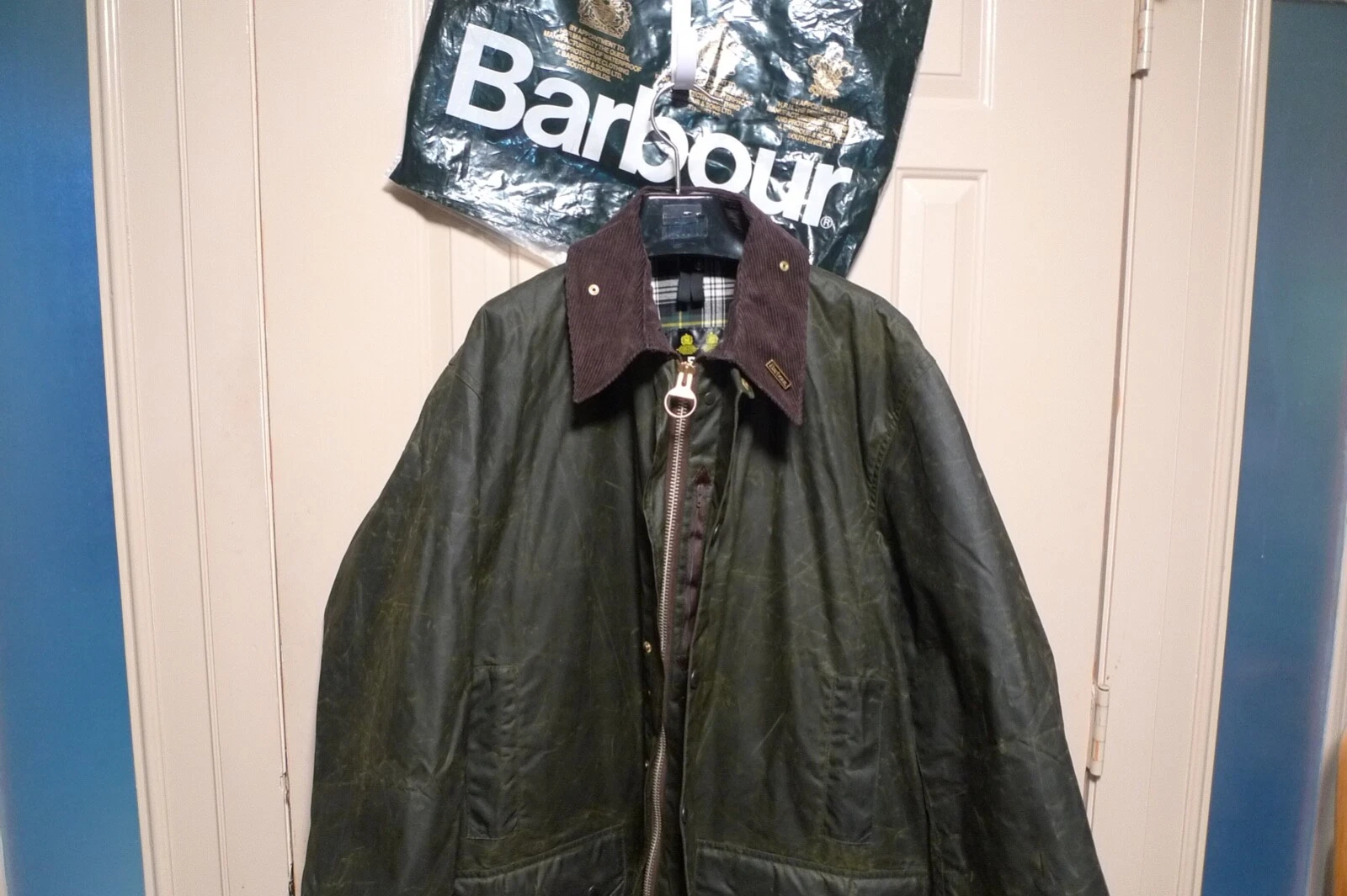 BARBOUR- A200 BORDER WAX COTTON JACKET - SAGE - MADE @ UK - EXCELLENT - 48 image 1