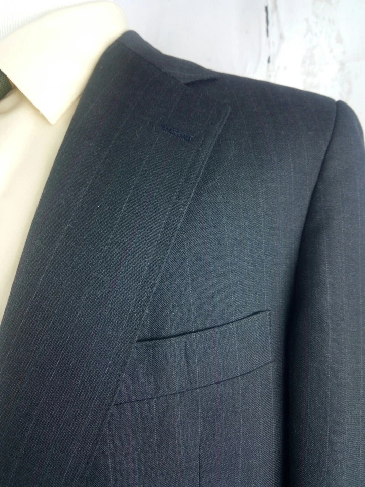 Traje Mark Alexander Carbón Rayas 2 Botones Para Hombre 2 Piezas 43L 35x32 Plisado Foto 3 de 4