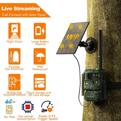 Campark 4G Cellular Camera External Solar Panel &Battery Live Streaming SIM Card