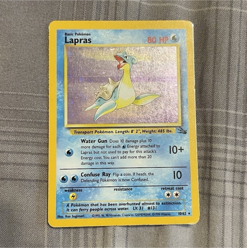 Pokémon TCG Lapras 10/62 Fossil Holo Rare MP