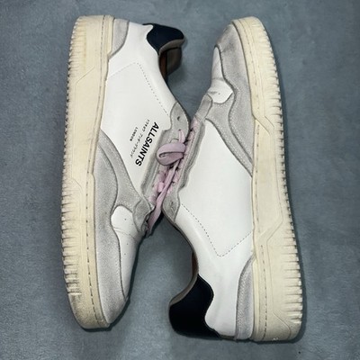 AllSaints Alton Regan Low Top Shoes Mens 12 White Leather Suede Sneakers Luxury