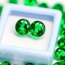 2.20 Karat Runde Paar Kolumbianischer Grün Smaragd Zertifiziert Lose Edelstein