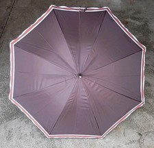 Vintage NEW Aramis Full Size Umbrella Brown With Leather Handle Brass Trim