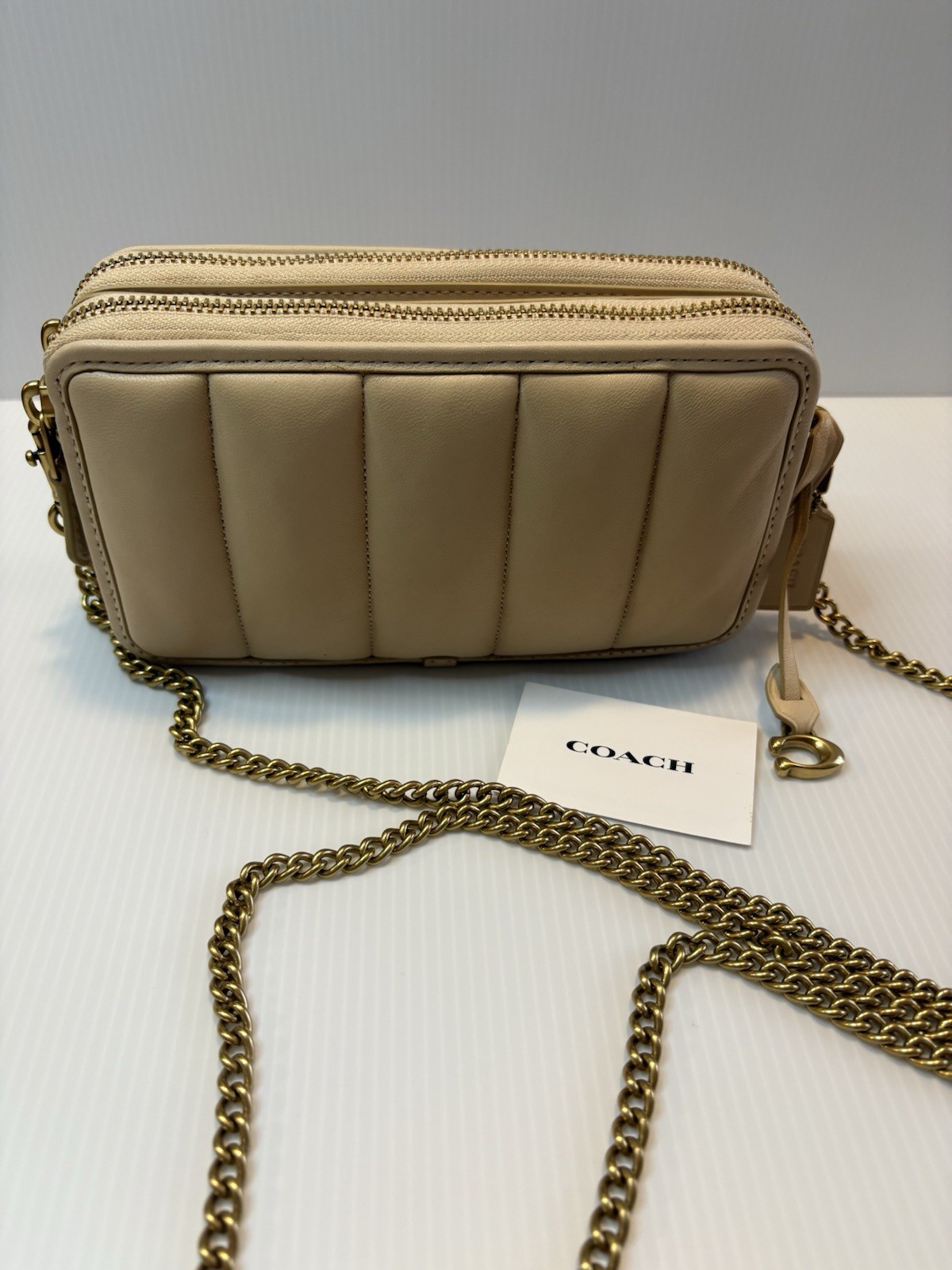 Coach Kira Crossbody Bag with Pillow Quilting in Clay Color Chain Strap EUC