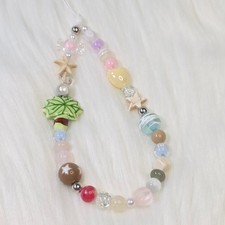 Tropical Dream Beaded Phone Charm Strap   Cute Pastel Beach Aesthetic Keychain