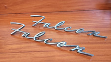 Vintage Pair Of 1960s Ford Falcon Emblem Metal Script Oem Original C1db 16098b