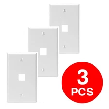 Keystone Jack Wall Plate 1 Hole Port Faceplate Network CAT5e CAT6 White 3 Pack