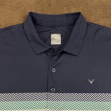 CALLAWAY Navy Blue White Colorblock Opti-Dri Performance Golf Polo Shirt 2XL