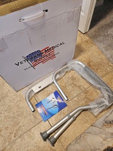 Veterans Medical Supply Adjustable Height Toilet Frame Metal Silver/Gray