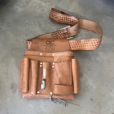 Clc Work Gear W500 Tool Pouch, Tool Pouch, Tan, Leather, 8 Pockets