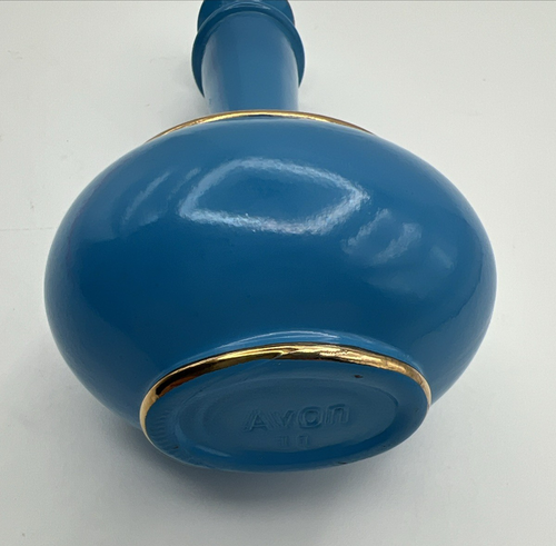 Vintage AVON "Royal Vase" Parfum Dekanter blau gold Flakon 6" hoch LEER 1970? - Bild 9 von 10