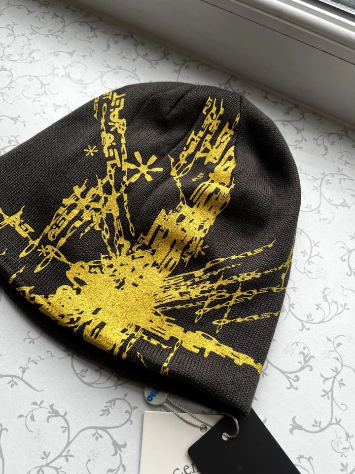 Gorro Oakley Piet elástico pesado verde escuro/amarelo colaboração rara novo com etiquetas - Imagem 2 de 4