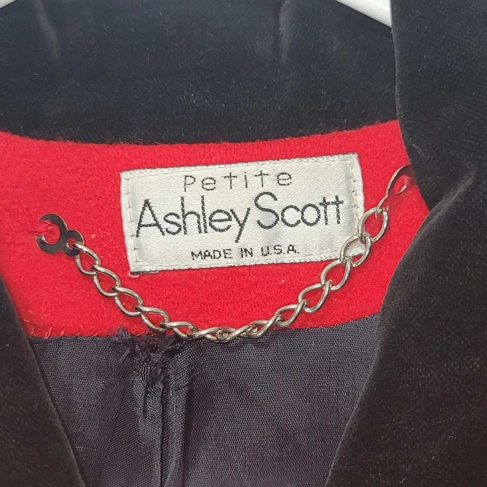 Abrigo Ashley Scott Vintage 100% Lana Roja Forrado Mujer Pequeño Talla 12 *LEER Foto 2 de 4