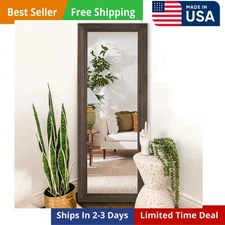 65"X22" Full Length Mirror Solid Wood Frame Floor Mirror with Stand for Living R