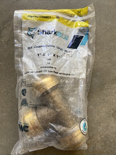SharkBite 1x1x1 Inch Tee, Push to Connect Brass Plumbing Fitting, PEX , Copper