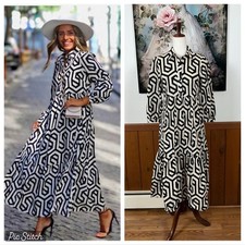 Adorable New Zara Monochrome Poplin Cotton Geometric Pattern Dress!