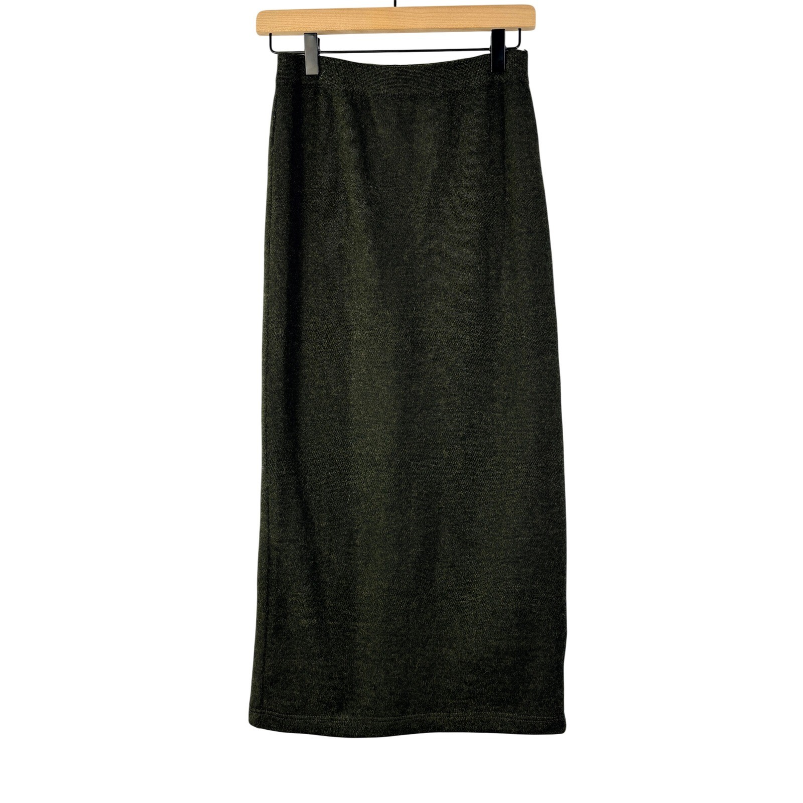Peruvian Connection Baby Alpaca Wool Knit Maxi Skirt Olive Green XS Made in Peru