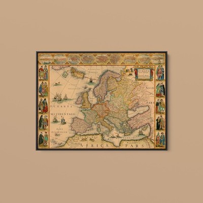 Vintage Maps - Mape Oof Europe - Art Print on Paper or Canvas