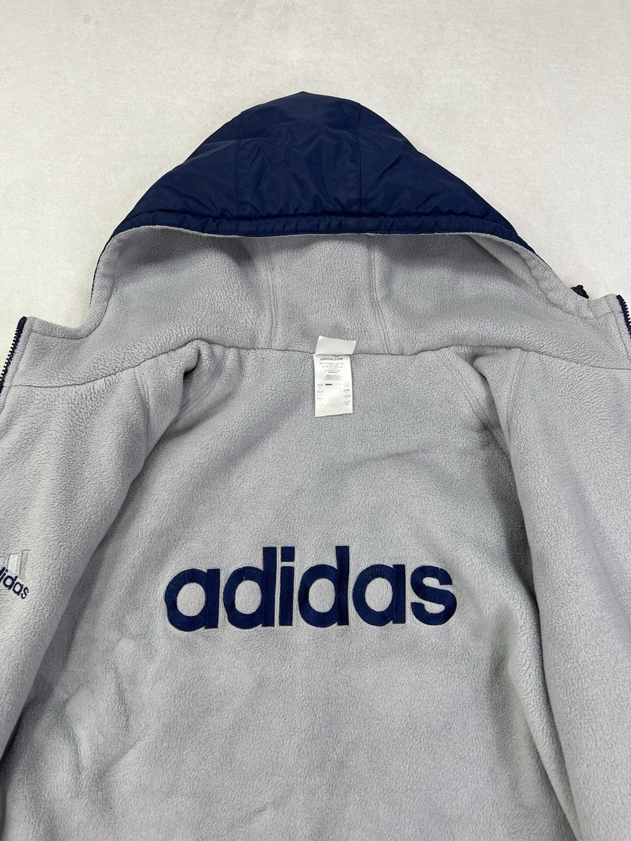 レア 00s  トラックジャケット y2k L ベイビーわるきゅーれ Vtg ADIDAS Reversible Jacket Bomber Fleece Lined Mens Large Y2K