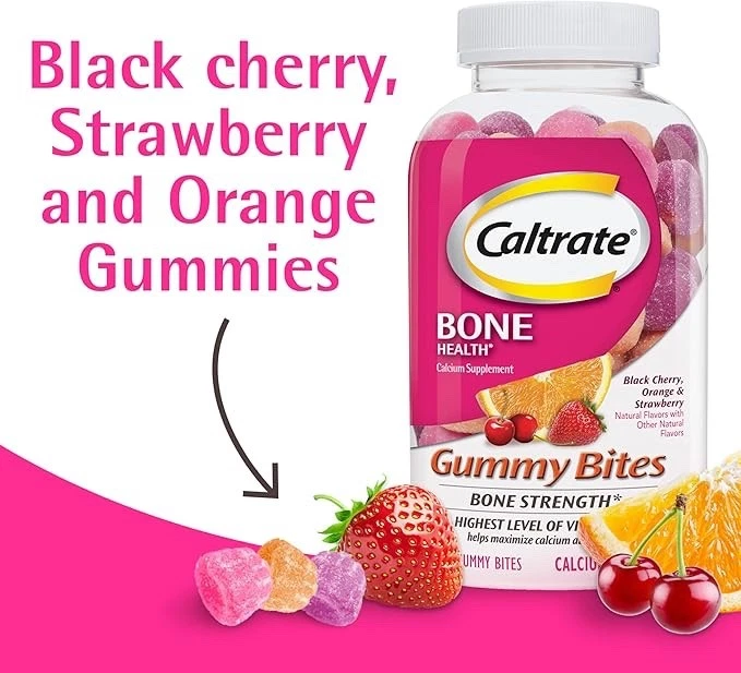 100 COUNT - Caltrate Gummy Bites Calcium and Vitamin D Supplement - 500mg - Image 3 of 4