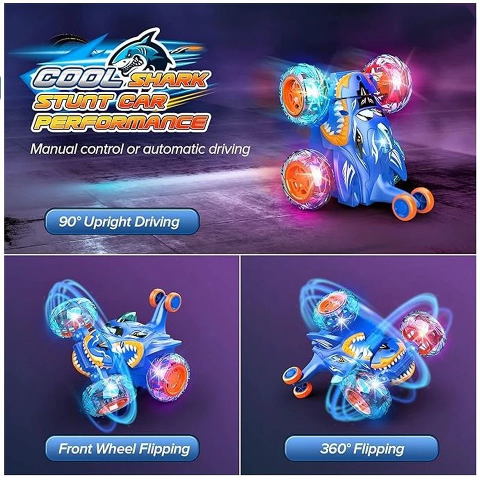 Remote Control Car, RC Cars Toys for Kids Ages 6-12, 4WD Stunt Car LED Lights - Image 3 of 4